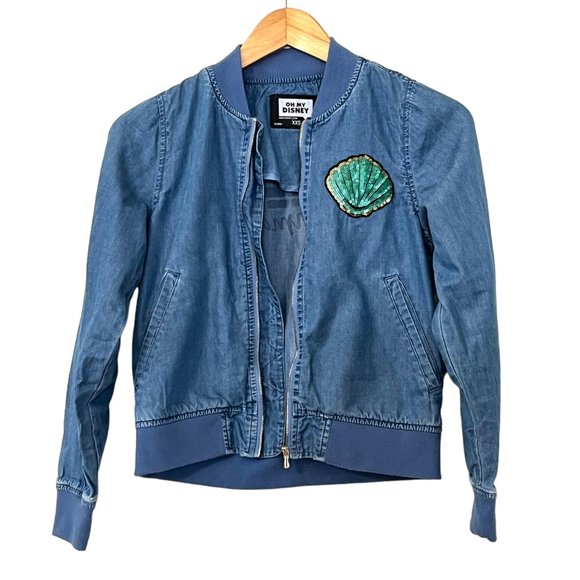 Disney Other - OH My Disney Girl's Blue Denim Jacket Full Zip Sequins Shell Size S